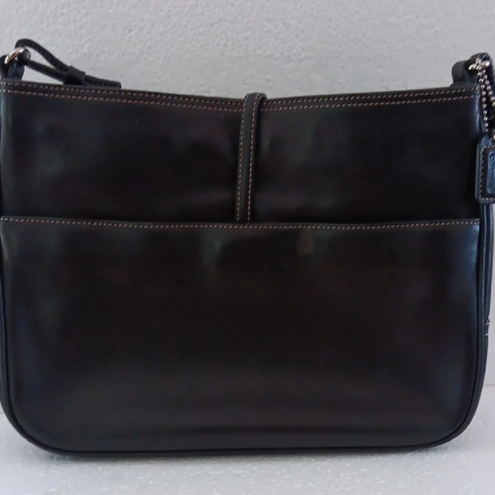 Coach Dark Leather Shoulder Bag - Picture 3 of 8